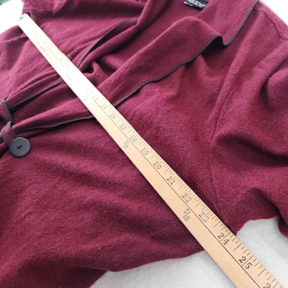 Beppa Women’s Large Burgundy Shawl Wool Cardigan Boho Minimalist Cozy Lagenlook - Picture 3 of 7